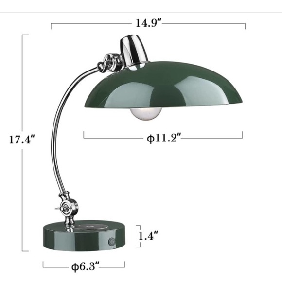 Adjustable Retro Table Lamp w/ Phone Wireless Charger - Picture 6 of 6